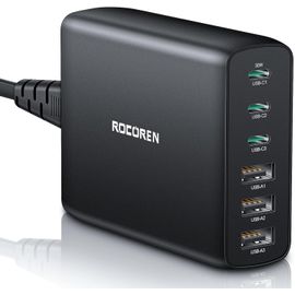 Chargeur Usb C Multiple,100w Total Chargeur Usb C,Pd3.0 Qc4.0 Pps 6 Ports Charge Rapide Indépendante,Compatible Avec Macbook Air Ipad Iphone15/14/13/12 Samsung S24/S23 Huawei Pixel (Noir)