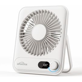 Mini Ventilateur de Bureau USB:100 Vitesses et Batterie 2000 mAh,Silencieux Petit Ventilateur de Poche avec écran LED,Portatif Portable Ventilateur Pliable Pour Bureau Maison Chambre(Blanc)