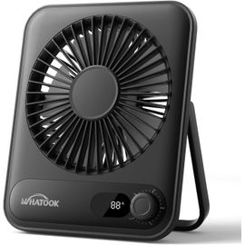 Ventilateur de Bureau USB Mini:100 Vitesses et Batterie 2000 mAh,Silencieux Petit Ventilateur de Poche avec écran LED,Portatif Portable Ventilateur Pliable Pour Bureau Maison Chambre (Noir)