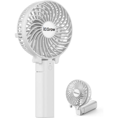 TWQ-Mini Ventilateur Portable à Main Rechargeable USB Ventilateur [4-11 heures] 3 vitesses Batterie rechargeable pour voyager à la maisonVentilateur à main pliable et silencieux(Blanc)