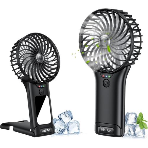 Ventilateur Portable à Main, Ventilateur Silencieux Mini Portable Rechargeable par USB, Ventilateur de Poche Personnel avec Miroir, Ventilateur de Bureau à Piles à 4 Vitesses pour Bureau et Voyage