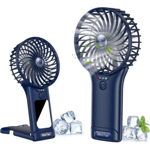 Ventilateur Portable à Main Silencieux, Mini Rechargeable USB, Avec Miroir, à Piles 4 Vitesses Pour Bureau et Voyage
