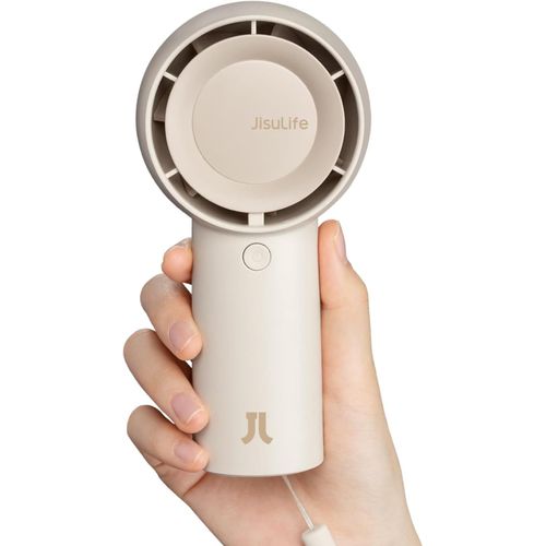 Mini Ventilateur Turbo Portable [16H Max] Personnel, Rechargeable USB 4000mAh, Petit Ventilateur de Poche à Piles avec 5 Vitesses-Marron