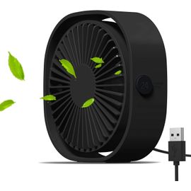 Ventilateur USB Mini Ventilateur Portable Silencieux Ventilateur Bureau 3 Vitesses Réglable Alimenté par USB, pour le Maison et Bureau (Noir)