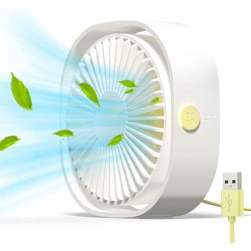 KALANKA-Ventilateur USB Mini Ventilateur Portable Ventilateur Silencieux Ventilateur Bureau 3 Vitesses Réglable Alimenté par USB, pour la Maison et le Bureau(Blanc)