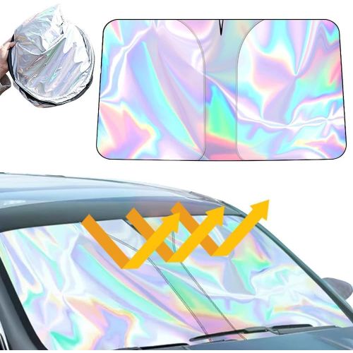 Kalanka-Pare Soleil Voiture Pare Brise Avant,Pare-Brise-Soleil De Voiture,Couverture Pare Soleil Avant Anti Uv Isolation La Chaleur,Pare-Soleil De Voiture Pliable Et Portable (135x65cm)