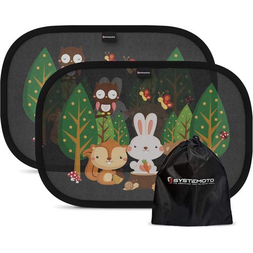 Kal-Pare Soleil Voiture Bébé Avec Protection Uv Certifiée (2 Pièces) - Pare-Soleil Auto-Adhésifs Pour Enfants Avec Motifs Animaux Amusants
