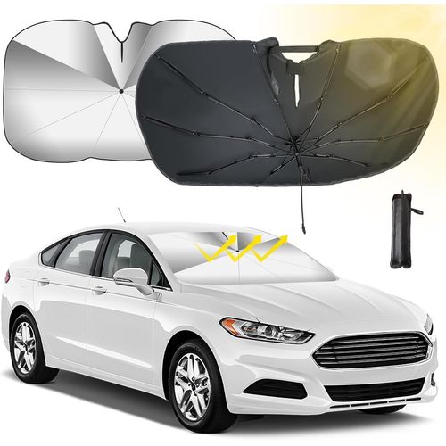 Kal-Pare Soleil Voiture Pare Brise Avant Pare Soleil Pliable Amélioré Pare Brise Protection Uv Rotation À 360° Arbre Pliable Protégez Votre Voiture Des Rayures 132 * 73cm(52 X 29 Pouces)