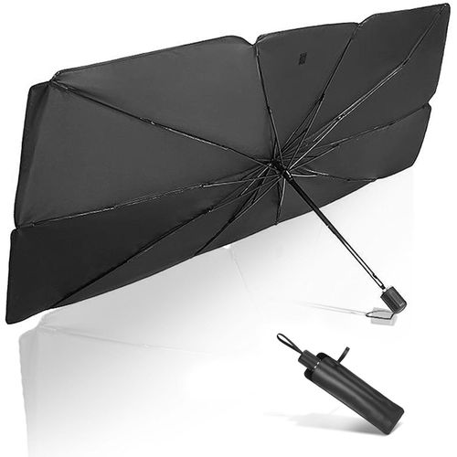 Kal-Pare-Soleil Instantané - Pour Pare-Brise De Voiture - Installation Rapide - Contre La Chaleur Et Les Uv - Température Intérieure Réduite - Mât Télescopique - Pliable Et Robuste - Fourreau Simili