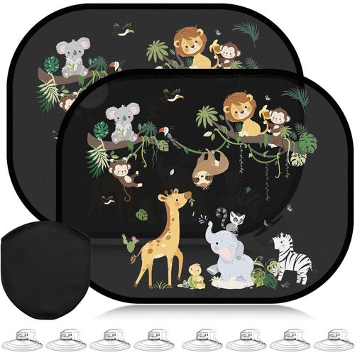 Kal-2 Pcs Pare Soleil Voiture Bébé Enfant,Pare Brise Vitres Latérales Protection Solaire Uv Avec Ventouse Adhésifs Cache Soleil Pour Fenêtre Voiture -17.7 * 14.3in