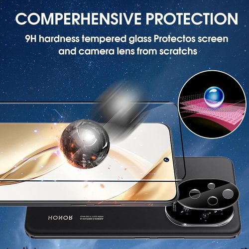 Trahoo-Verre Trempé Pour Honor 200 5g, 2+2 Pièces 3d Protection Écran + Caméra Arrière Protecteur Film (Noire), 9h Dureté Hd Sans Bulles Anti-Rayures Vitre Trempé Protecteurs D'écran