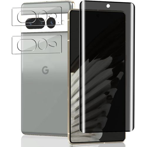 Cauc-1 Pièce Verre Trempé Anti Espion Pour Google Pixel 7 Pro Protection D'écran + 2 Pièces Protecteur Caméra, Dureté 9h/Anti-Spy, Protège Écran Pour Google Pixel 7 Pro - Privacy Vitre Trempé