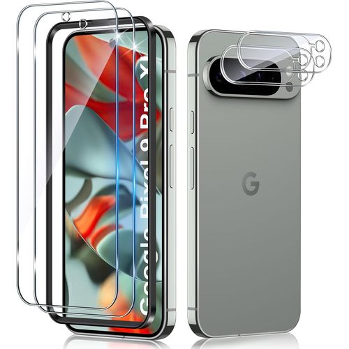 Tempered Glass For Google Pixel 9 Pro Xl With Rear Camera Protector [2+2 Pieces], [9h Hardness] Bubble-Free, Scratch-Resistant, Hd Ultra Resistant Tempered Glass Screen Protector Film -