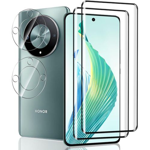 2 Pièces Verre Trempé Pour Honor Magic 6 Lite Protection D'écran + 2 Pièces Protecteur Caméra, Dureté 9h/Sans Bulles, Protection Écran Pour Honor Magic 6 Lite - Hd Vitre Trempé