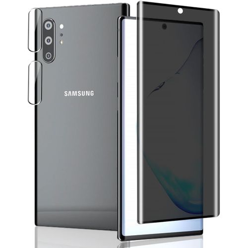 CAUC-1 Pièce Verre Trempé Anti Espion pour Samsung Galaxy Note 10 Plus Protection D'écran + 2 Pièces Protecteur Caméra, 9H/Anti-Spy, Protège Écran pour Galaxy Note 10 Plus - Privacy Vitre Trempé