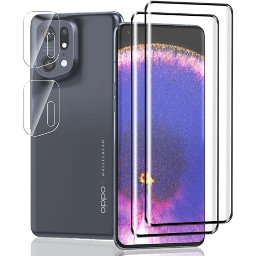 2 Pi¿¿Ces Verre Tremp¿¿ Pour Oppo Find X5 Pro Protection D'¿¿Cran + 2 Pi¿¿Ces Protecteur Cam¿¿Ra, Duret¿¿ 9h/Sans Bulles, Protection ¿¿Cran Pour Oppo Find X5 Pro - Hd Vitre Tremp¿¿