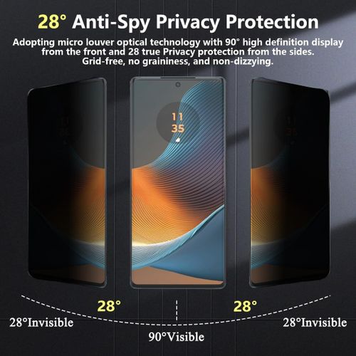1 Pièce Verre Trempé Anti Espion Pour Motorola Moto Edge 50 Fusion Protection D'écran + 2 Pièces Protecteur Caméra,9h/Anti-Spy,Protège Écran Pour Moto Edge 50 Fusion-Privacy Vitre Trempé
