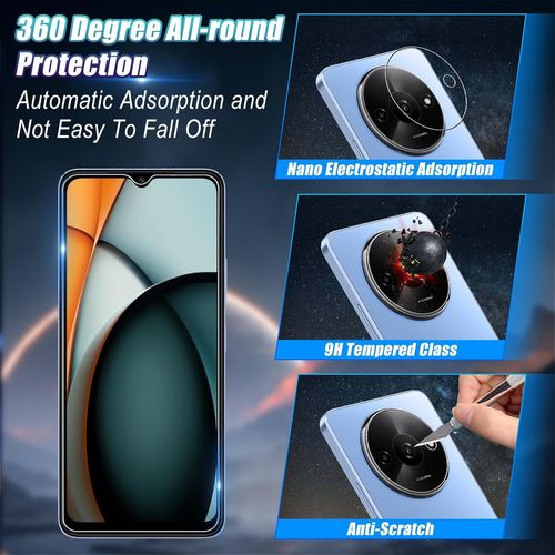 Verre Trempé(2)+Caméra Arrière Protecteur(2) Pour Xiaomi Redmi A3 Film Protection Ecran Verre Trempe Glass Screen Protector Tempered Ultra Resistant Vitre Ecran Protecteur Anti Rayure