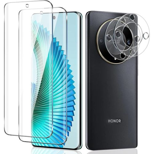 Verre Trempé Pour Honor Magic 6 Lite Protection Ecran 2 Pièces + Caméra Protecteur 2 Pièces,Haut Définition,Dureté 9h,Sans Bulle,Anti-Rayures Protection Écran Pour Honor Magic 6 Lite