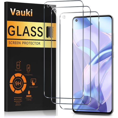 Pack Of 3 Tempered Glass Screen Protector Films For Xiaomi Mi 11 Lite 4g/5g/Ne, Ultra Resistant, Hd Ultra Transparent, Bubble-Free, 9h Hardness Glass, 6.55 Inches, Clear