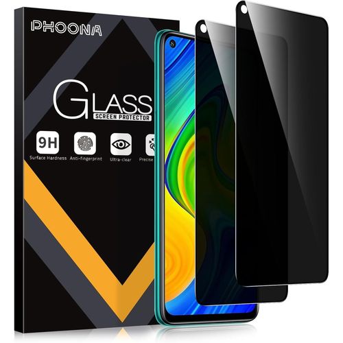 Kalanka-2 Pièces Anti-Espion Verre Trempé Pour Xiaomi Redmi Note 9, Privacy Protection D'écran Pour Redmi Note 9, Anti-Peeping, Anti-Spy, Dureté 9h, Anti Rayures Film Protection