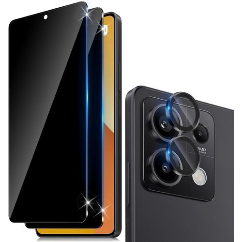 Kal-Verre Trempé Anti-Espion Pour Xiaomi Redmi Note 13 5g Avec Caméra Arrière Protecteur [2+1 Pcs], Protection Objectif Caméra Pour Tout Coquedureté 9h Hd Glass Anti-Spy Protection D`Écran
