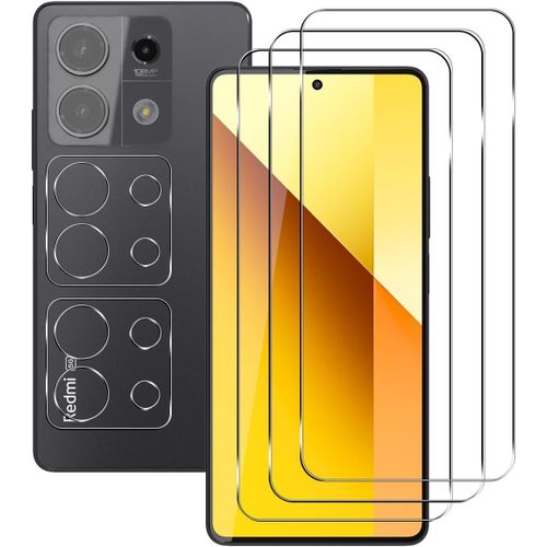 Pack 5 Pièces (3 Protège-Écran Verre Trempé + 2 Protège-Lentilles) Pour Xiaomi Redmi Note 13 5g - Protection Écran Et Caméra, Anti-Rayures, Haute Transparence
