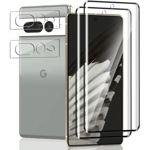 2 Pièces Verre Trempé Pour Google Pixel 7 Pro Protection D'écran + 2 Pièces Protecteur Caméra, Dureté 9h/Sans Bulles, Protection Écran Pour Google Pixel 7 Pro - Hd Vitre Trempé
