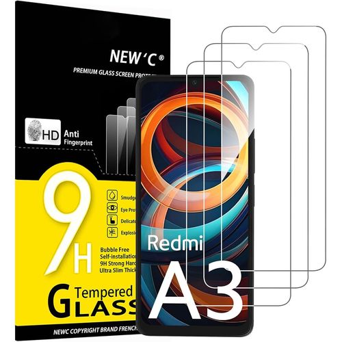Lot De 3, Verre Trempé Pour Xiaomi Redmi A3 Film En Protection Écran Efficace Contre Les Rayures - Sans Bulles - Ultra Résistant (0,33mm Hd Ultra Transparent) Dureté 9h Glass