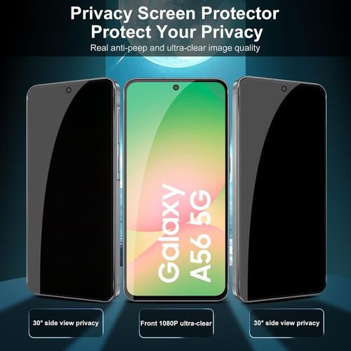 Anti-Espion Verre Trempé Pour Samsung Galaxy A56 5g,2+1 Pièces Anti-Spy Protection Écran + Caméra Lentille Protecteur Film,9h Dureté Sans Bulles Anti-Rayures Privacy Protecteurs D'écran