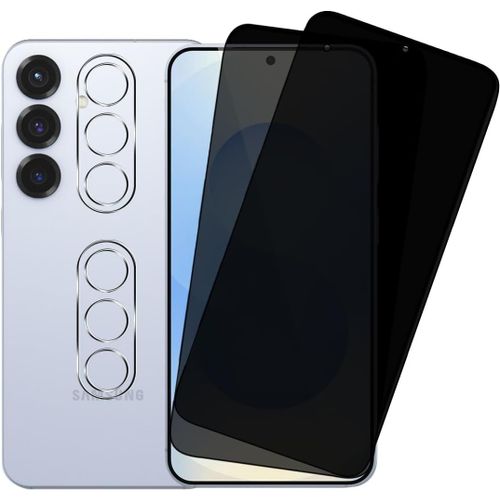 CAUC-Verre Trempé Anti Espion pour Samsung Galaxy S25 Plus 5G, 2 Pièces Privacy Film et 2 Pièces Protecteur Caméra Arrière, Anti-Rayures Anti-Spy Protection écran pour Galaxy S25 Plus 5G