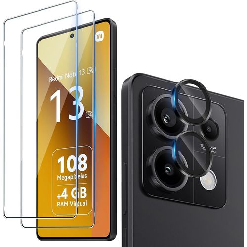 Sjzg-Verre Trempé Pour Xiaomi Redmi Note 13 5g Avec Caméra Arrière Protecteur [2+1 Pièces], Protection Objectif Caméra Individuel Pour Tout Coquedureté 9h Hd Glass Film De Protection D`Écran
