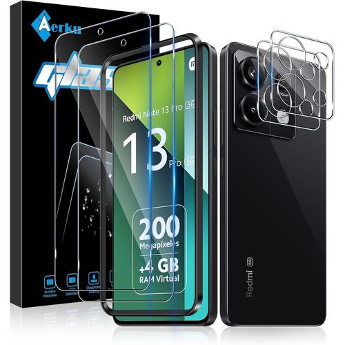 JGD-Verre Trempé pour Xiaomi Redmi Note 13 Pro 5G avec Caméra Arrière Protecteur [2+2 Pièces], Dureté 9H [Sans Bulles] [Ultra HD] Ultra Résistant Film Vitre Trempé Protection écran [Transparente]