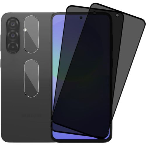 Anti-Spy Tempered Glass For Samsung Galaxy A36 5g, 2 Pieces Privacy Film And 2 Pieces Rear Camera Protector, With Easy Installation Kit, Anti-Spy Screen Protector