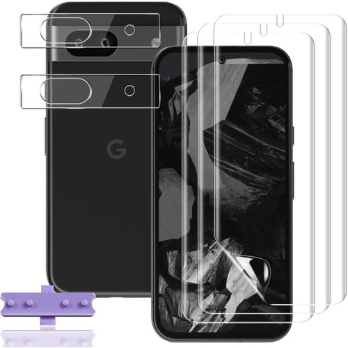3 + 2 Piece Screen Protectors For Google Pixel 8a (Not Tempered Glass) Flexible Tpu Film + Rear Camera Protector, Hd Ultra Screen Protector For Google Pixel 8a
