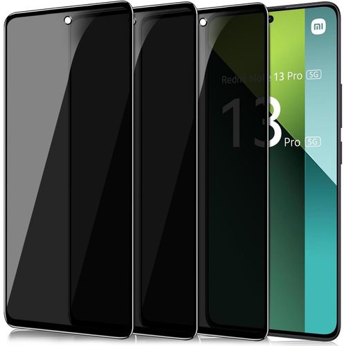 Protection Écran Vie Privée Verre Trempé Pour Xiaomi Redmi Note 13 Pro 5g - Anti-Espion 9h, Bords 3d, Lot De 3