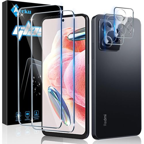 Twq-Verre Trempé Pour Xiaomi Redmi Note 12 4g Avec Caméra Arrière Protecteur [2+2 Pièces], Dureté 9h [Sans Bulles] [Ultra Hd] Ultra Résistant Film Vitre Trempé Protection Écran
