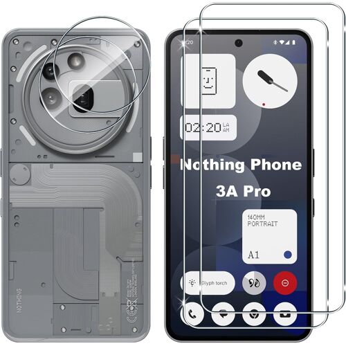 JGD-pour Nothing Phone 3a Pro Verre Trempé, 2+2 Pièces Protection écran + Caméra Arrière Protecteur Film, 9H Dureté HD Anti-Rayures sans Bulles Vitre Trempé Protecteurs d'écran