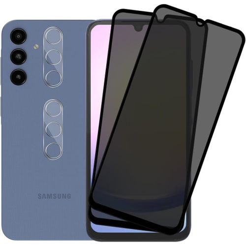 Anti-Spy Tempered Glass For Samsung Galaxy A25 5g, 2 Pieces Privacy Film And 2 Pieces Rear Camera Protector, With Easy Installation Kit, Anti-Spy Screen Protector