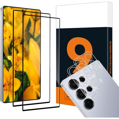 KAL-Verre Trempé Pour Samsung Galaxy S25 Ultra 5G, Caméra Protecteur, Haute Sensibilité, 3D Couverture Complète Protection Écran, 9H Dureté, Ultra Hd Samsung S25 Ultra Vitre Protection-2+2 Pièces