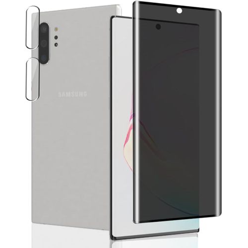 CAUC-1 Pièce Verre Trempé Anti Espion pour Samsung Galaxy Note 10 Protection D'écran + 2 Pièces Protecteur Caméra, Dureté 9H/Anti-Spy, Protège Écran pour Galaxy Note 10 - Privacy Vitre Trempé