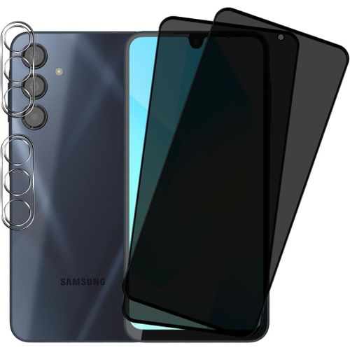 CAUC-Verre Trempé Anti Espion pour Samsung Galaxy A16 5G, 2 Pièces Privacy Film et 2 Pièces Protecteur Caméra Arrière, Sans Bulles 9H Dureté Anti-Spy Protection écran pour Samsung Galaxy A16 5G