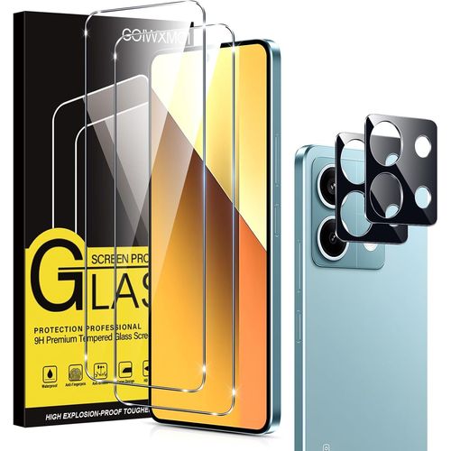[2+2 Pièces Verre Trempé Pour Xiaomi Redmi Note 13 5g(No 4g) Avec Protection Caméra Arrière, Ultra Résistant Film Protection Écran, Hd Sans Bulles, Dureté 9h Glass, Vitre Protecteur, Clear