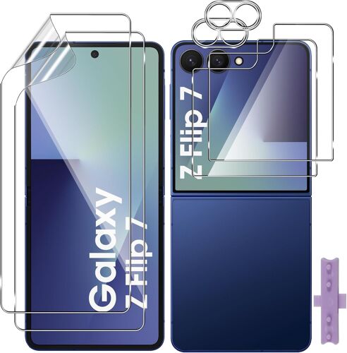 Tempered Glass For Samsung Galaxy Z Flip 7 / Flip7 5G, 2 Pieces Screen Protectors + 2 Pieces Flexible Tpu Screen Protectors + 2 Pieces Rear Camera, Ultra Resistant, Hd Clarity, Anti-Scratch