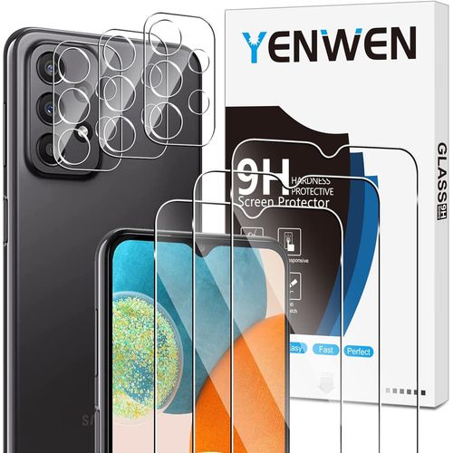 CAUC-Verre Trempé Compatible avec Samsung Galaxy A23 4G / 5G, 3 Pièces Film Protection écran et 3 Pièces Caméra Arrière Protecteur, Anti Rayures - Dureté 9H Glass - Sans Bulles