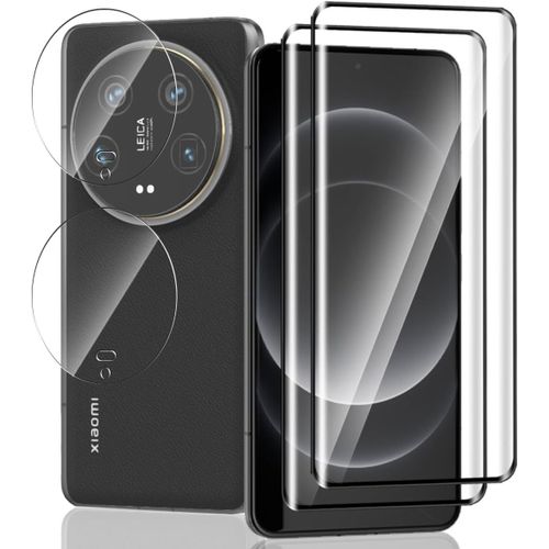 Kal-2 Pièces Verre Trempé Pour Xiaomi 14 Ultra Protection D'écran + 2 Pièces Protecteur Caméra, Dureté 9h/Sans Bulles, Protection Écran Pour Xiaomi 14 Ultra - Hd Vitre Trempé