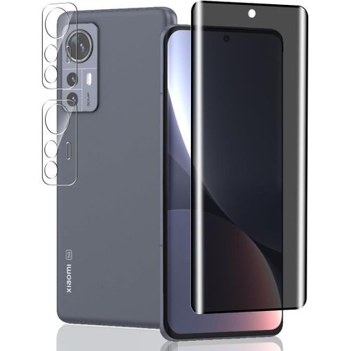 Kal-1 Pièce Verre Trempé Anti Espion Pour Xiaomi 12 5g Protection D'écran + 2 Pièces Protecteur Caméra, Dureté 9h/Anti-Spy, Protège Écran Pour Xiaomi 12 5g - Privacy Vitre Trempé