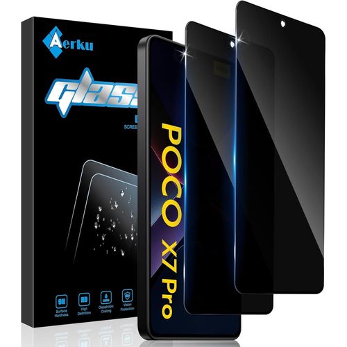 CAUC-2 Pièces Verre Trempé Anti-Espion Couverture Complète pour Xiaomi Poco X7 Pro 5G, Dureté 9H Film Protection écran de Confidentialité, Anti-Trace Anti-Spy Privacy Protecteur