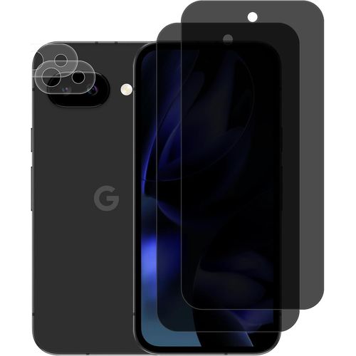 CAUC-Protecteur Verre Trempé Anti-Espion pour Google Pixel 9a 5G, [2+2 Pièces], Anti-Spy 9H Dureté Film Protection + Caméra Arrière Protecteur, Privacy Protection D'écran pour Google Pixel 9a 5G