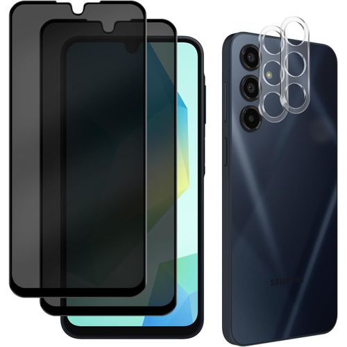CAUC-Protecteur Verre Trempé Anti-Espion pour Samsung Galaxy A16 5G, [2+2 Pièces], Anti-Spy 9H Dureté Film Protection + Caméra Arrière Protecteur, Privacy Protection D'écran pour Galaxy A16 5G